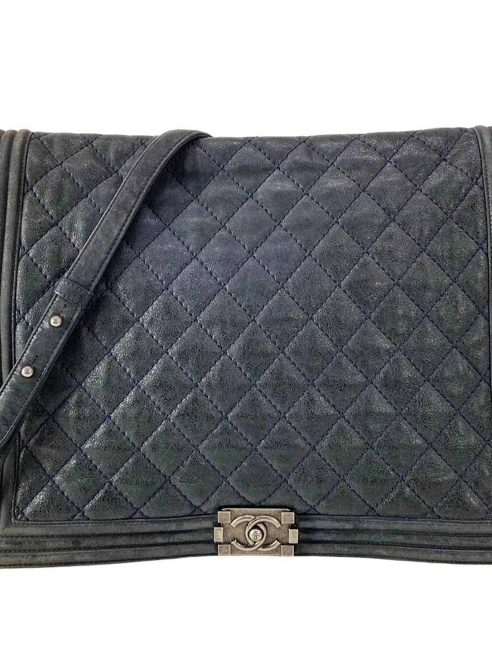 CHANEL Paris Dallas Boy Dark Navy Sparkling Leather Shoulder Bag